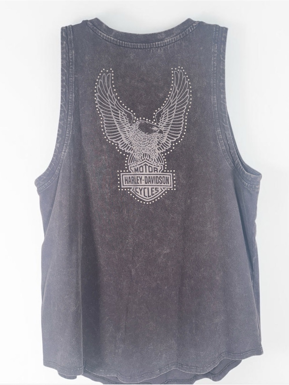 Harley-Davidson Women's Washed charcoal Lace-Up Tank - Picture 3 of 3